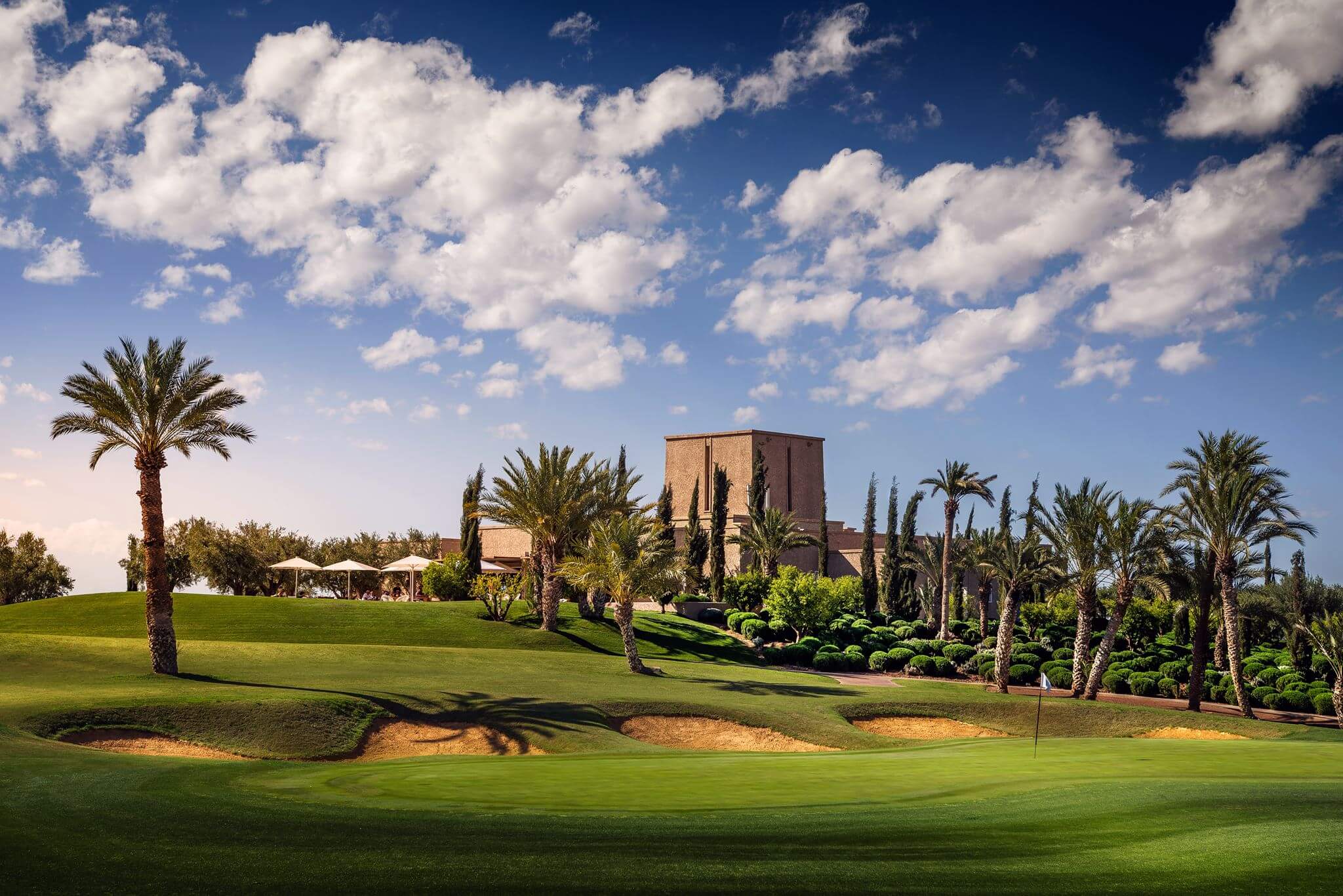 Assoufid golf club marrakech maroc palmier green ciel bleu parcours de golf